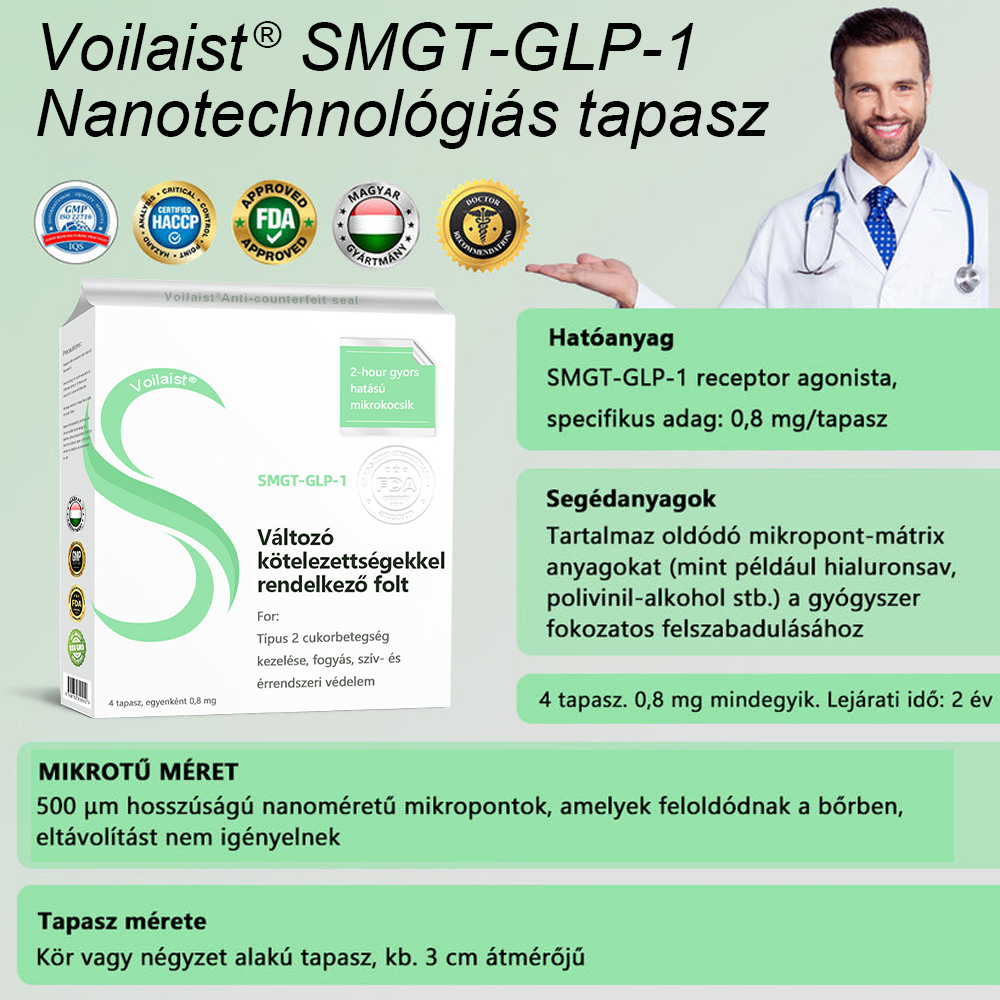 Voilaist® SMGT-GLP-1 nano mikrotűs tapasz | 🔥Fájdalommentes, hosszan tartó, kezeli a cukorbetegséget, az elhízást és a szív- és érrendszeri betegségeket