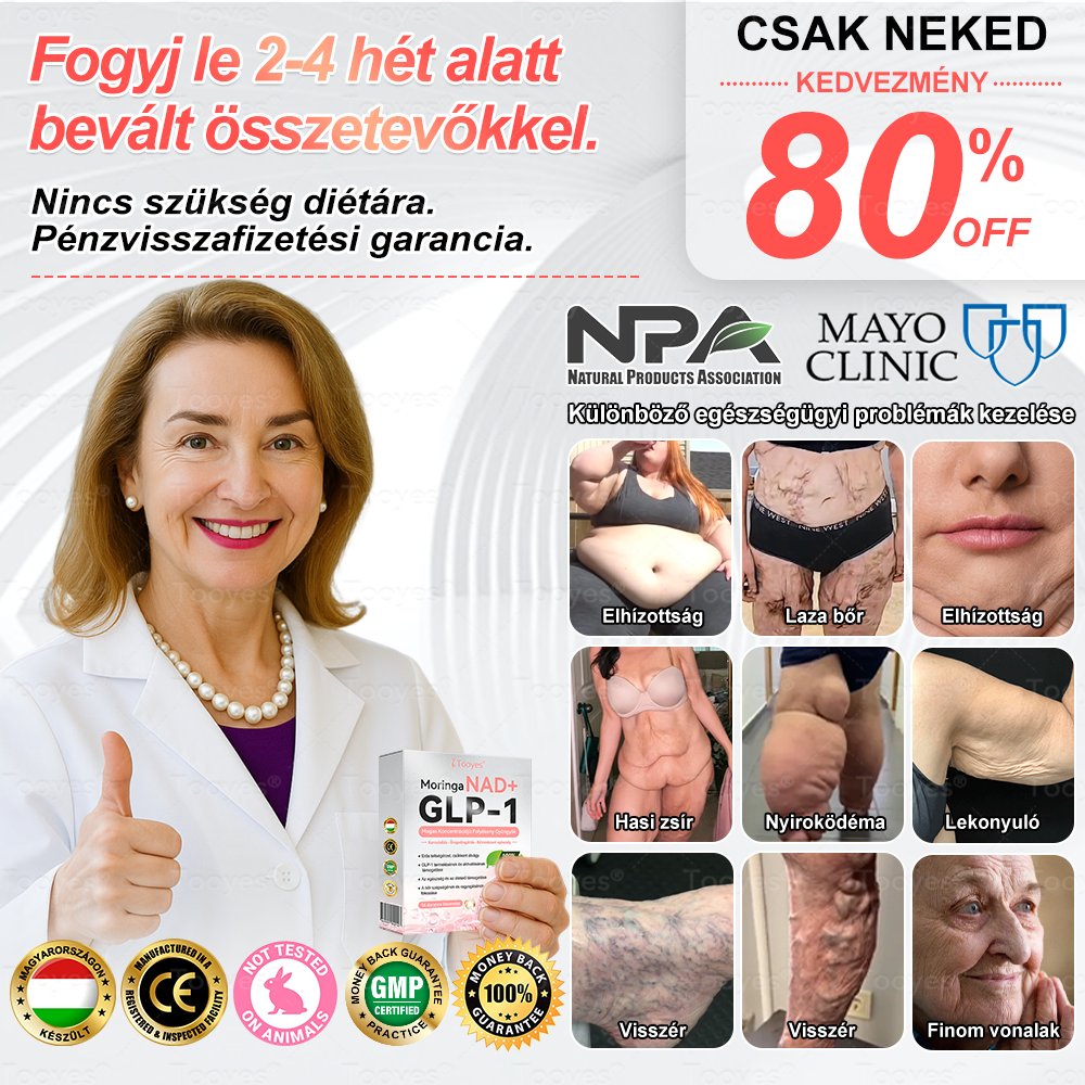 Hivatalos webáruház – Tooyes® GLP-1 Magas Koncentrációjú Folyékony Gyöngyök – NAD+, Moringa, HCA összetevőkkel (Fogyás, Öregedésgátlás, Bél- és Immunrendszer támogatás, Vércukorszint egyensúly, Szív- és Agyegészség)