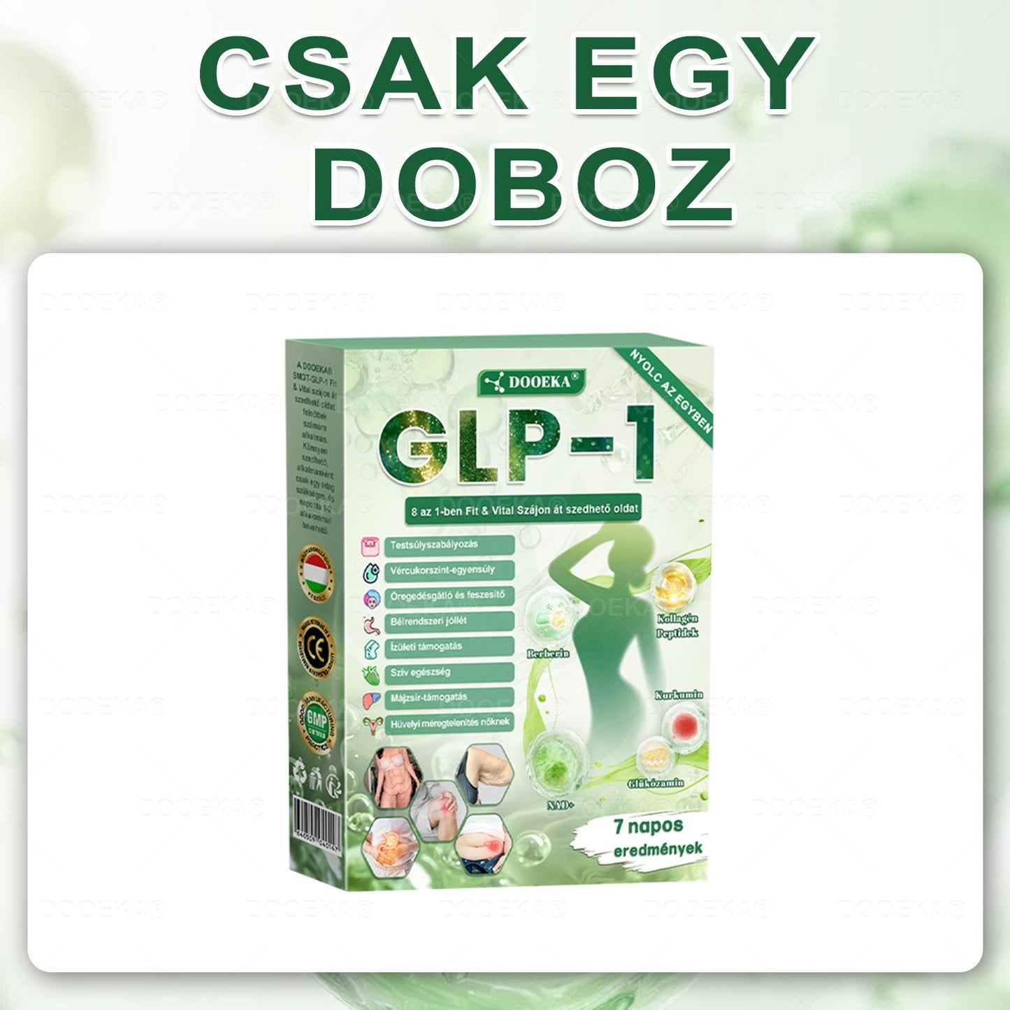 DOOEKA® GLP-1 8 az 1-ben Fit & Vital Szájon át szedhető oldat – 🔥 Napi egyszer, 7 nap alatt látható változás / Elhízás, szív- és érrendszeri egészség, cukorbetegség, alvási apnoe, bélrendszer egészsége, ízületi problémák és még sok más esetén