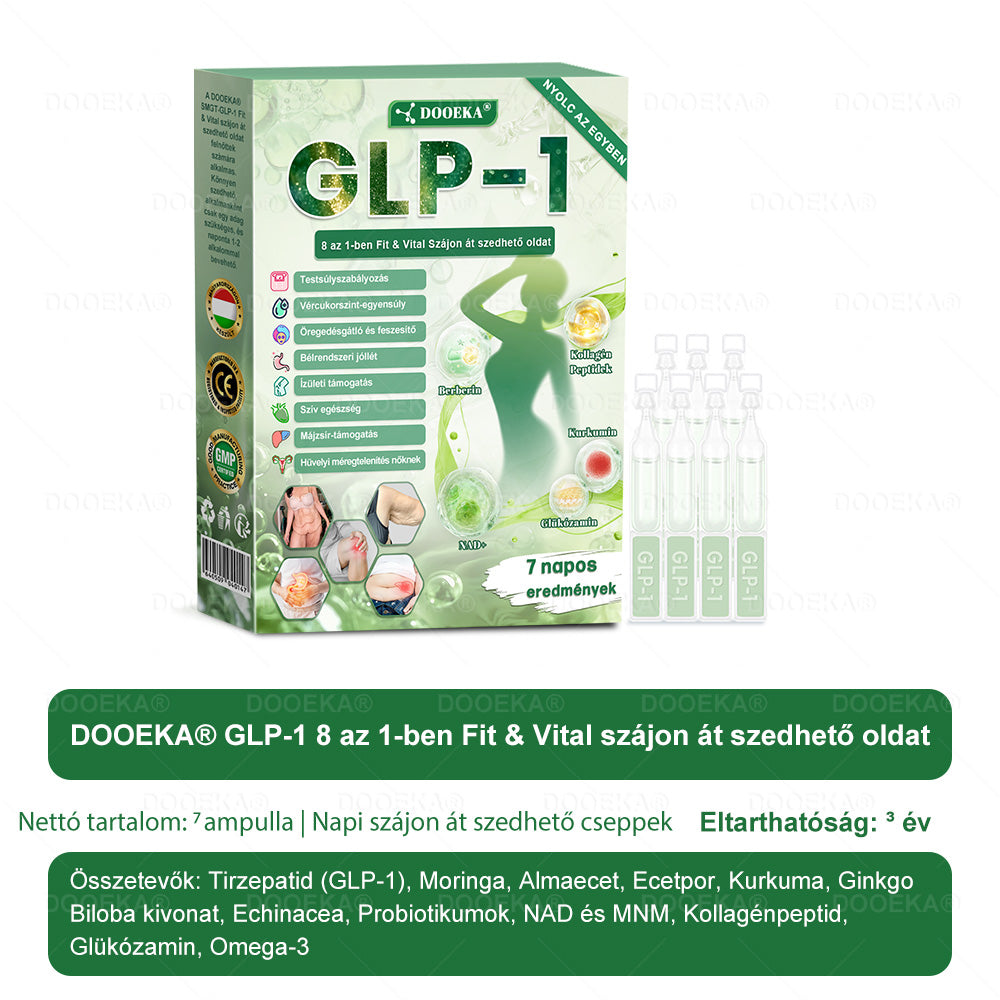 𝐷𝑂𝑂𝐸𝐾𝐴® GLP-1 8 az 1-ben Fit & Vital Szájon át szedhető oldat – ✔ Napi egyszer, 7 nap alatt látható változás / Elhízás, szív- és érrendszeri egészség, cukorbetegség, alvási apnoe, bélrendszer egészsége, ízületi problémák és még sok más esetén