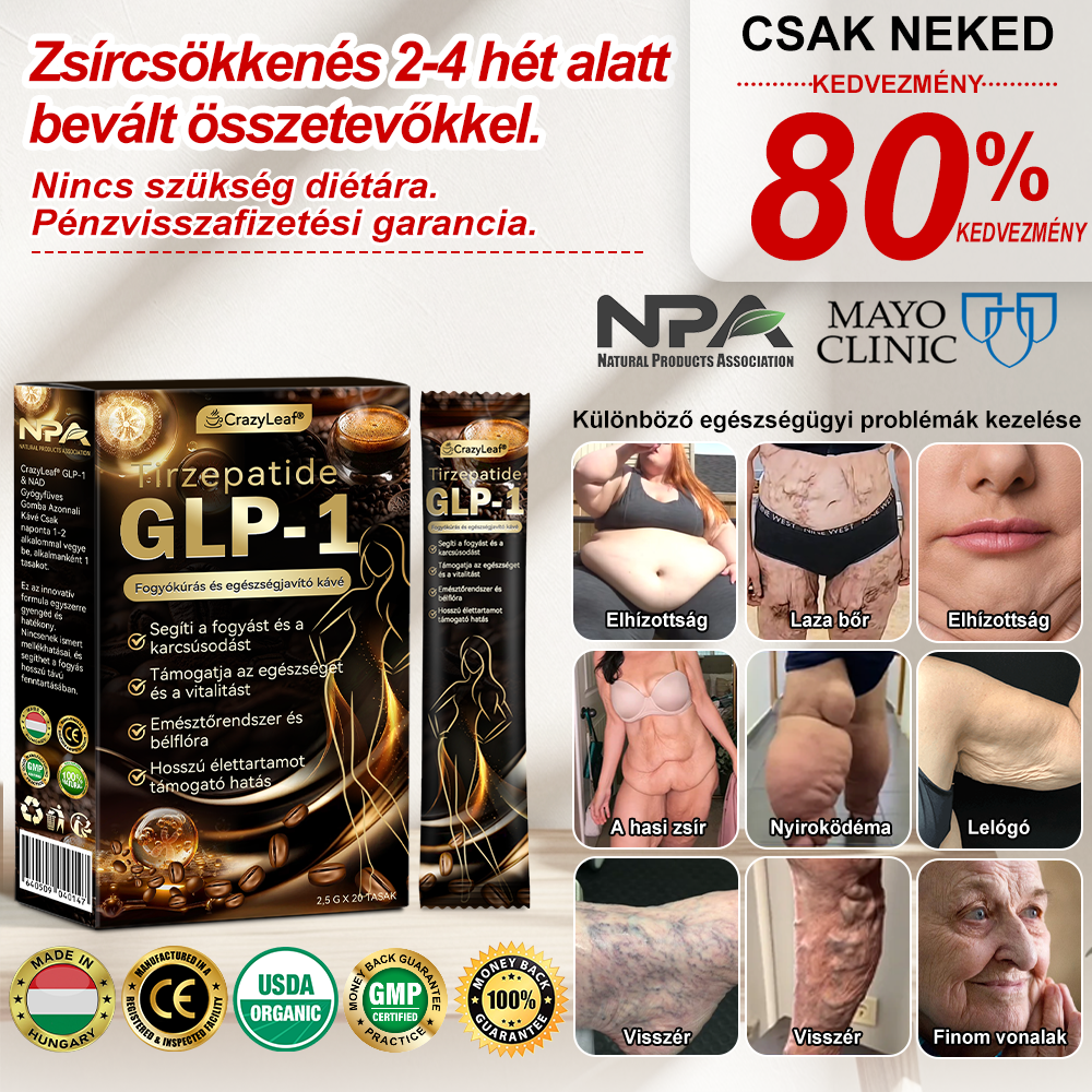 CrazyLeaf® GLP-1 & NAD Gyógyfüves Gomba Azonnali Kávé – Természetes Zsírégető, Öregedésgátló, Bélflóra Egészség & Probiotikumok Növelése | Hivatalos Bolt | Mayo Klinikajavasolt