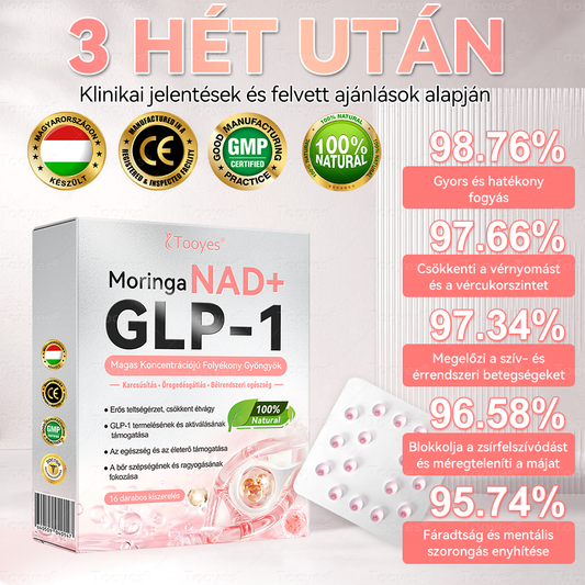 Hivatalos webáruház – Tooyes® GLP-1 Magas Koncentrációjú Folyékony Gyöngyök – NAD+, Moringa, HCA összetevőkkel (Fogyás, Öregedésgátlás, Bél- és Immunrendszer támogatás, Vércukorszint egyensúly, Szív- és Agyegészség)