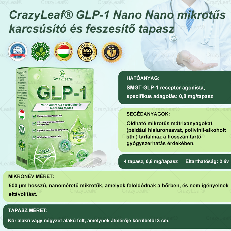 │Hivatalos webáruház│🌿 CrazyLeaf® SMGT-GLP-1 Nano Mikrotűs Tapasz 👉Természetes segítség túlsúly, fáradtság, bőr- és ízületi problémák ellen.