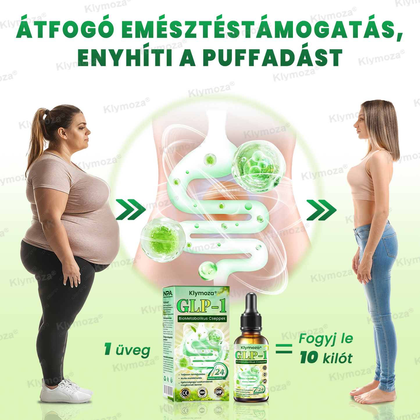 Klymoza® GLP-1 BioMetabolikus Cseppek 🏆 Élelmiszeripari zsírégető — a Magyar Elhízástudományi Társaság (HSSO) fejlesztésében