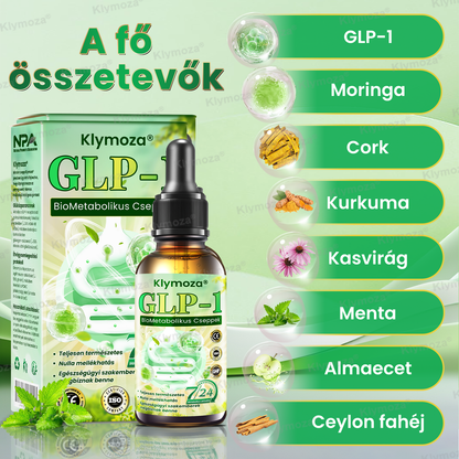 Klymoza® GLP-1 BioMetabolikus Cseppek 🏆 Élelmiszeripari zsírégető — a Magyar Elhízástudományi Társaság (HSSO) fejlesztésében