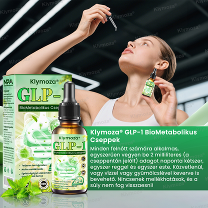 Klymoza® GLP-1 BioMetabolikus Cseppek 🏆 Élelmiszeripari zsírégető — a Magyar Elhízástudományi Társaság (HSSO) fejlesztésében